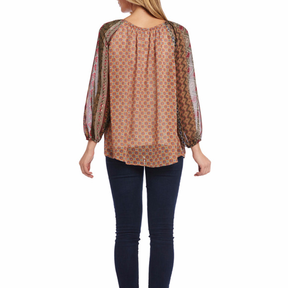 NWT BOHO CHICK KAKTUS Printed Blouse W/ Tassel - Picture 2 of 3